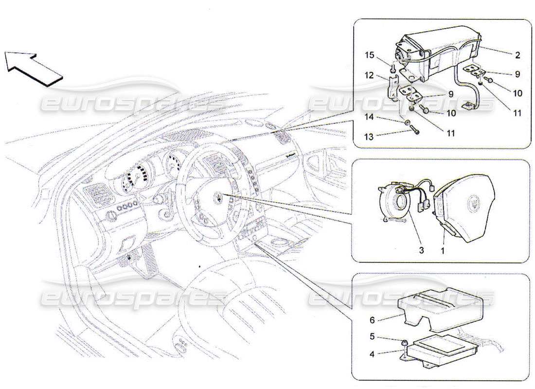 Maserati QTP. (2010) 4.2 front airbag system Part Diagram