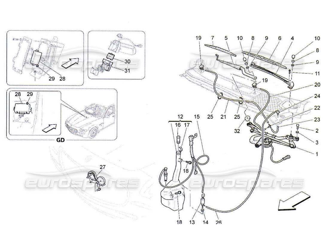 Maserati QTP. (2010) 4.2 external vehicle devices Part Diagram