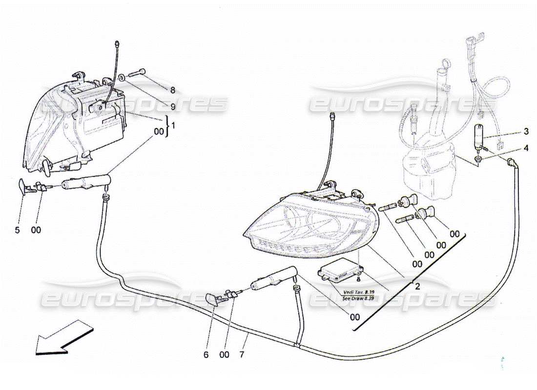 Maserati QTP. (2010) 4.2 headlight clusters Part Diagram