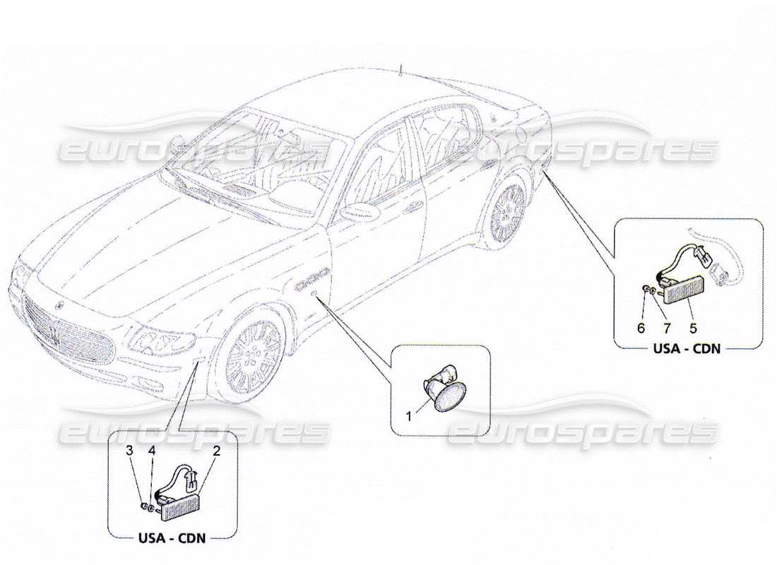 Maserati QTP. (2010) 4.2 Side Light Clusters Parts Diagram