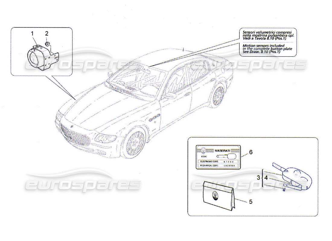 Maserati QTP. (2010) 4.2 alarm and immobilizer system Part Diagram
