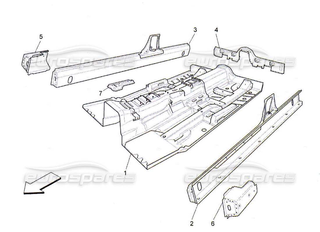 Maserati QTP. (2010) 4.2 central structural frames and sheet panels Part Diagram