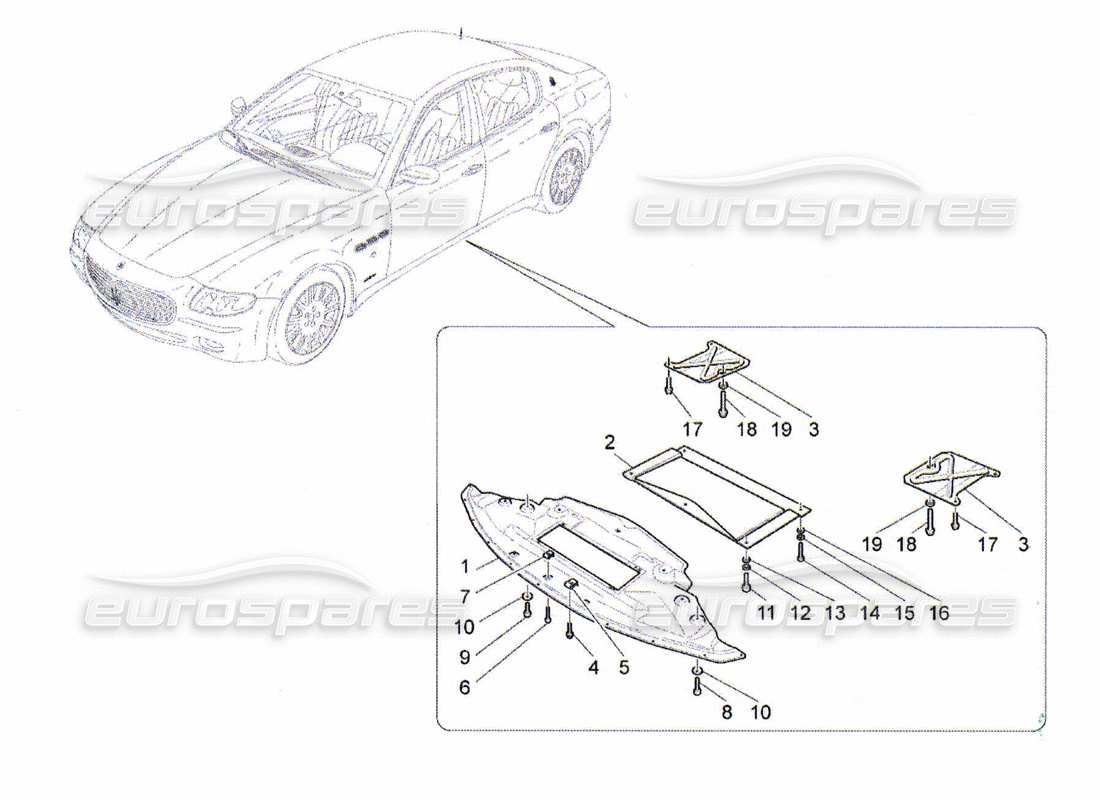 Maserati QTP. (2010) 4.2 underbody and underfloor guards Part Diagram