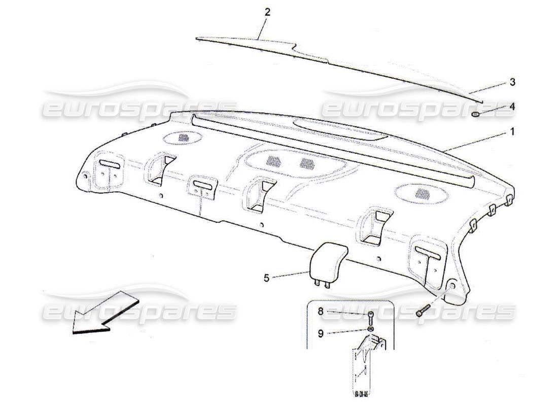 Maserati QTP. (2010) 4.2 rear parcel shelf Parts Diagram
