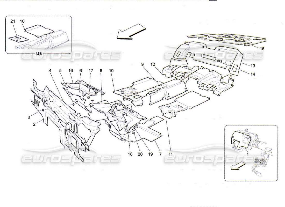 Maserati QTP. (2010) 4.2 sound-proofing panels inside the vehicle Part Diagram
