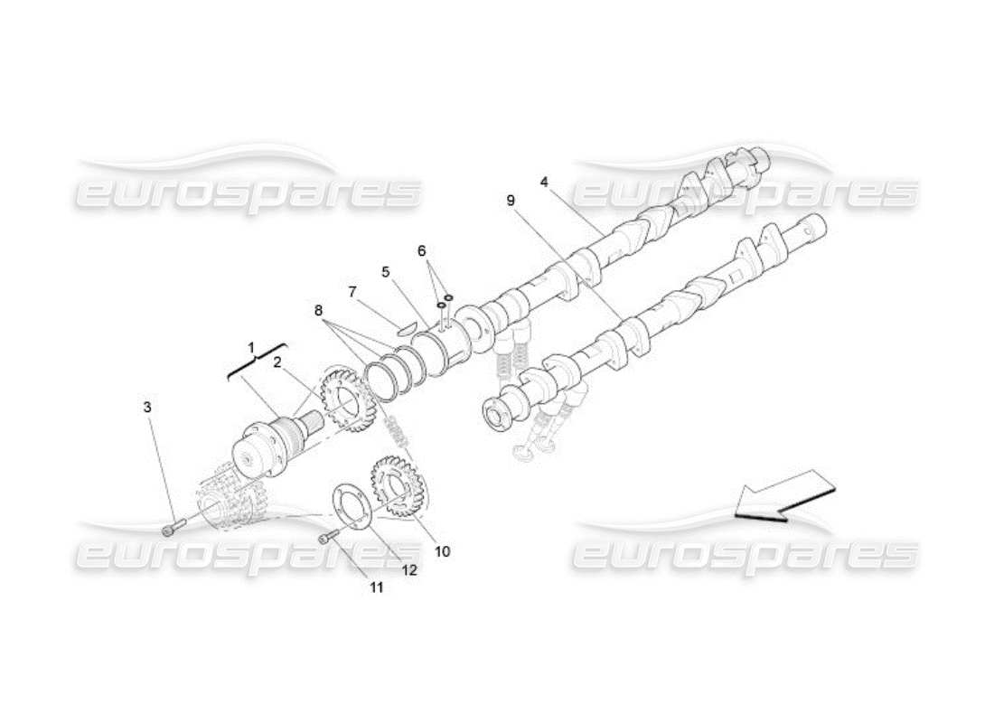 Maserati QTP. (2005) 4.2 lh cylinder head camshafts Part Diagram