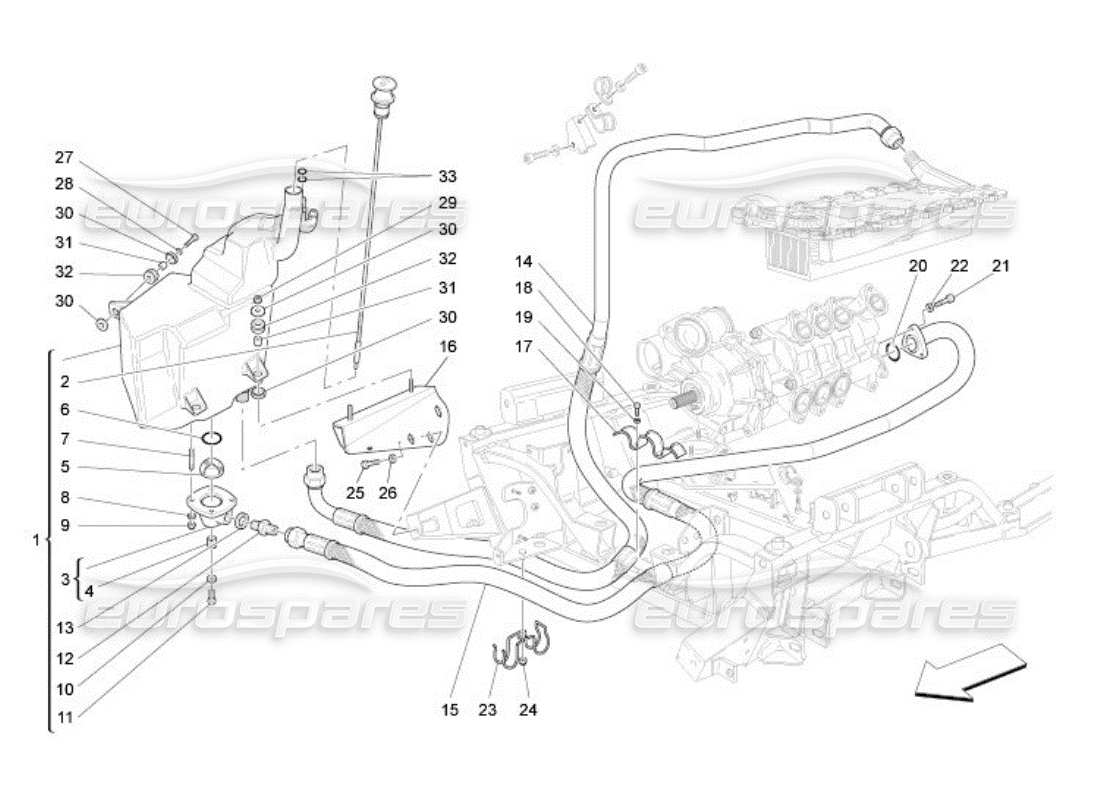 Maserati QTP. (2005) 4.2 lubrication system: circuit and collection Part Diagram