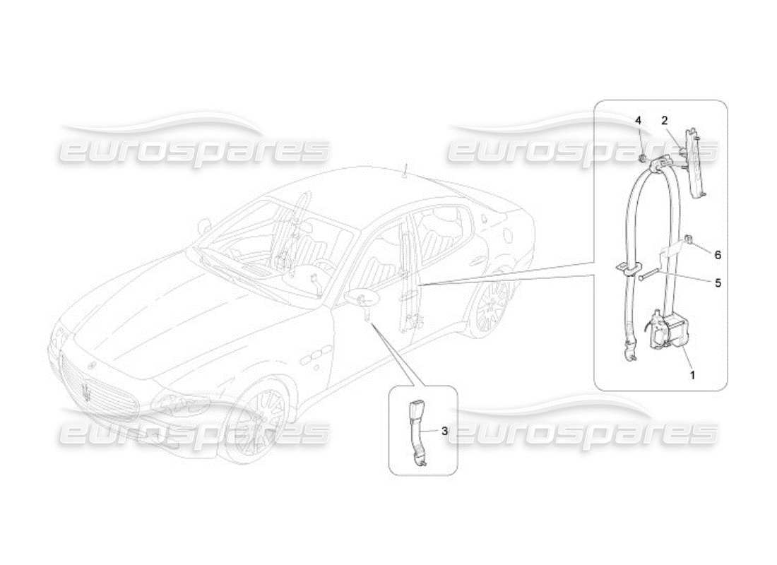Maserati QTP. (2005) 4.2 FRONT SEATBELTS Part Diagram