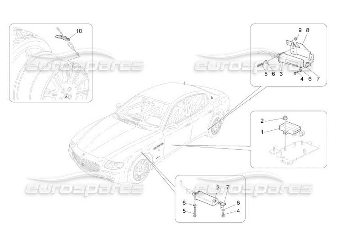 Maserati QTP. (2005) 4.2 TYRE PRESSURE MONITORING SYSTEM Part Diagram