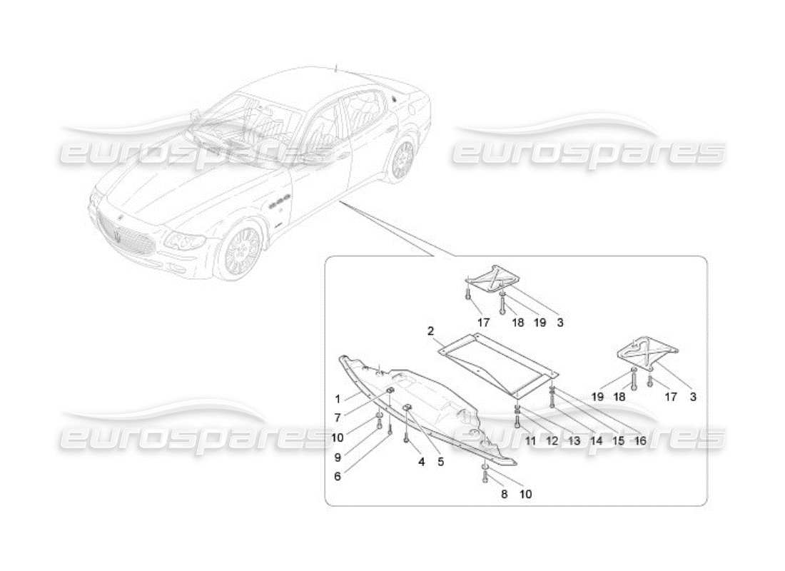 Maserati QTP. (2005) 4.2 underbody and underfloor guards Part Diagram