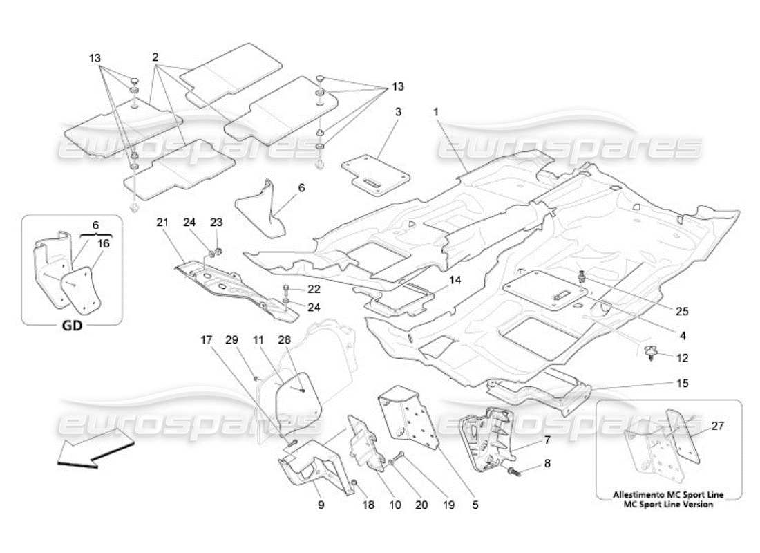 Maserati QTP. (2005) 4.2 PASSENGER COMPARTMENT MATS Part Diagram