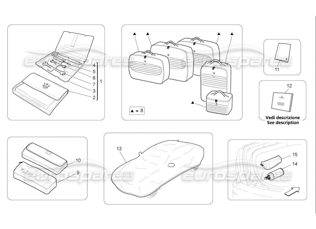 Maserati QTP. (2006) 4.2 F1 Accessories Provided Parts Diagram