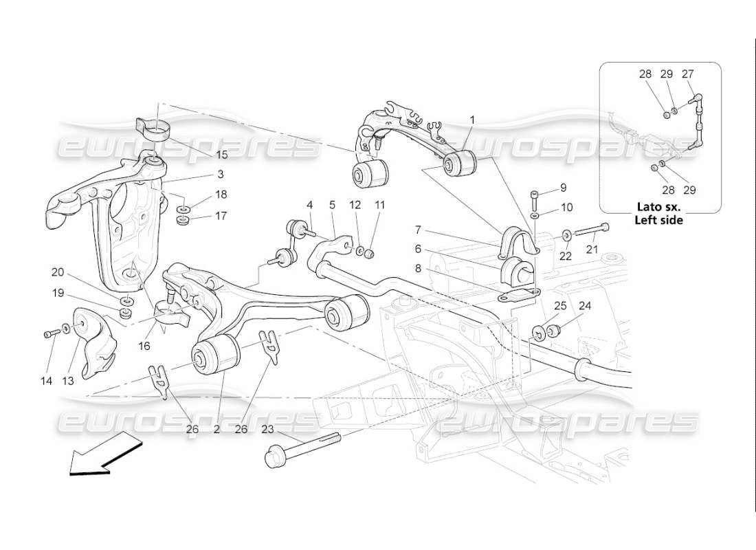 Maserati QTP. (2007) 4.2 F1 Front Suspension Parts Diagram