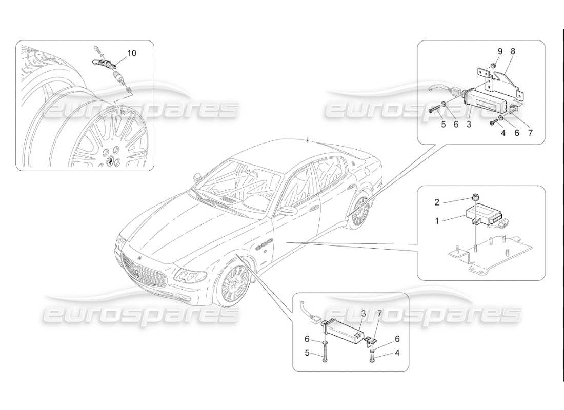 Maserati QTP. (2007) 4.2 F1 TYRE PRESSURE MONITORING SYSTEM Parts Diagram