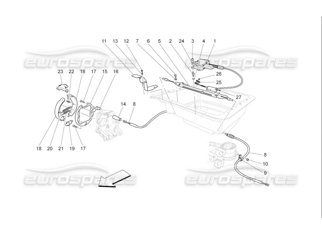 Maserati QTP. (2008) 4.2 auto Handbrake Parts Diagram