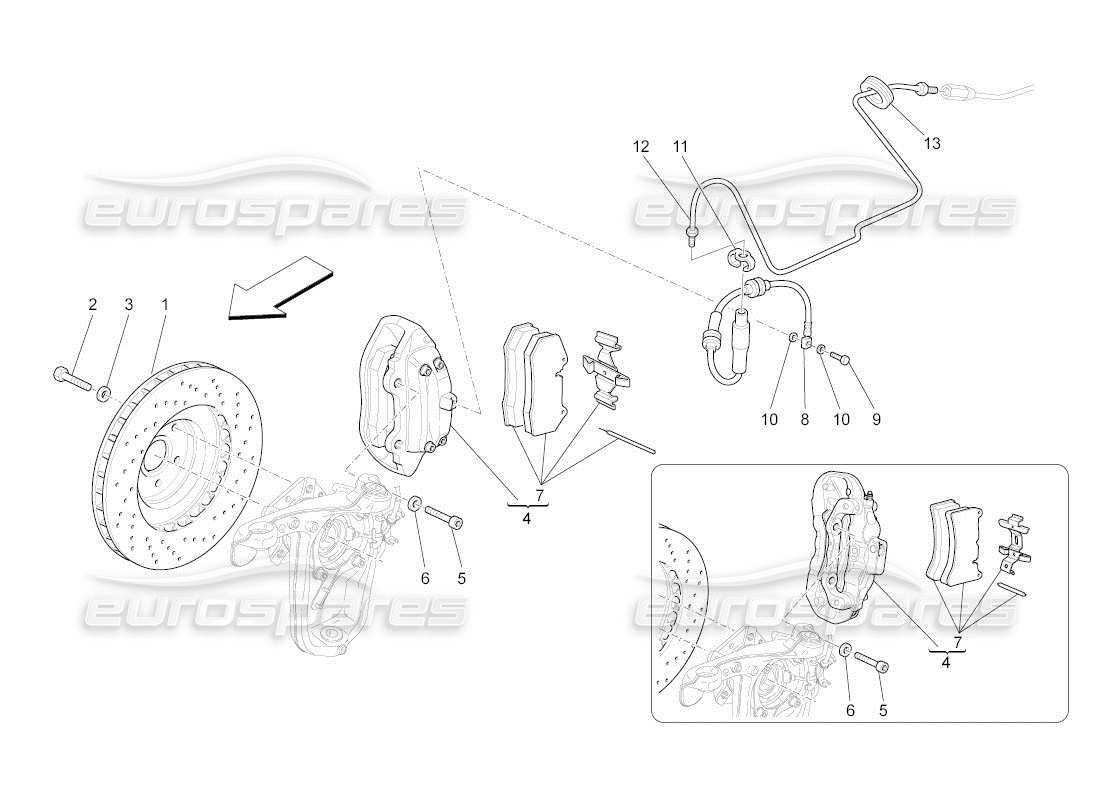 Maserati QTP. (2011) 4.2 auto braking devices on front wheels Parts Diagram