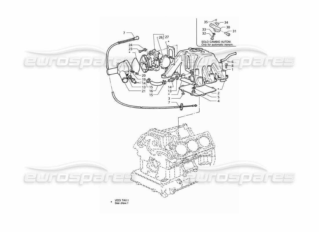Maserati QTP V6 (1996) Intake Manifold Throttle Valve Body (RHD) Parts Diagram