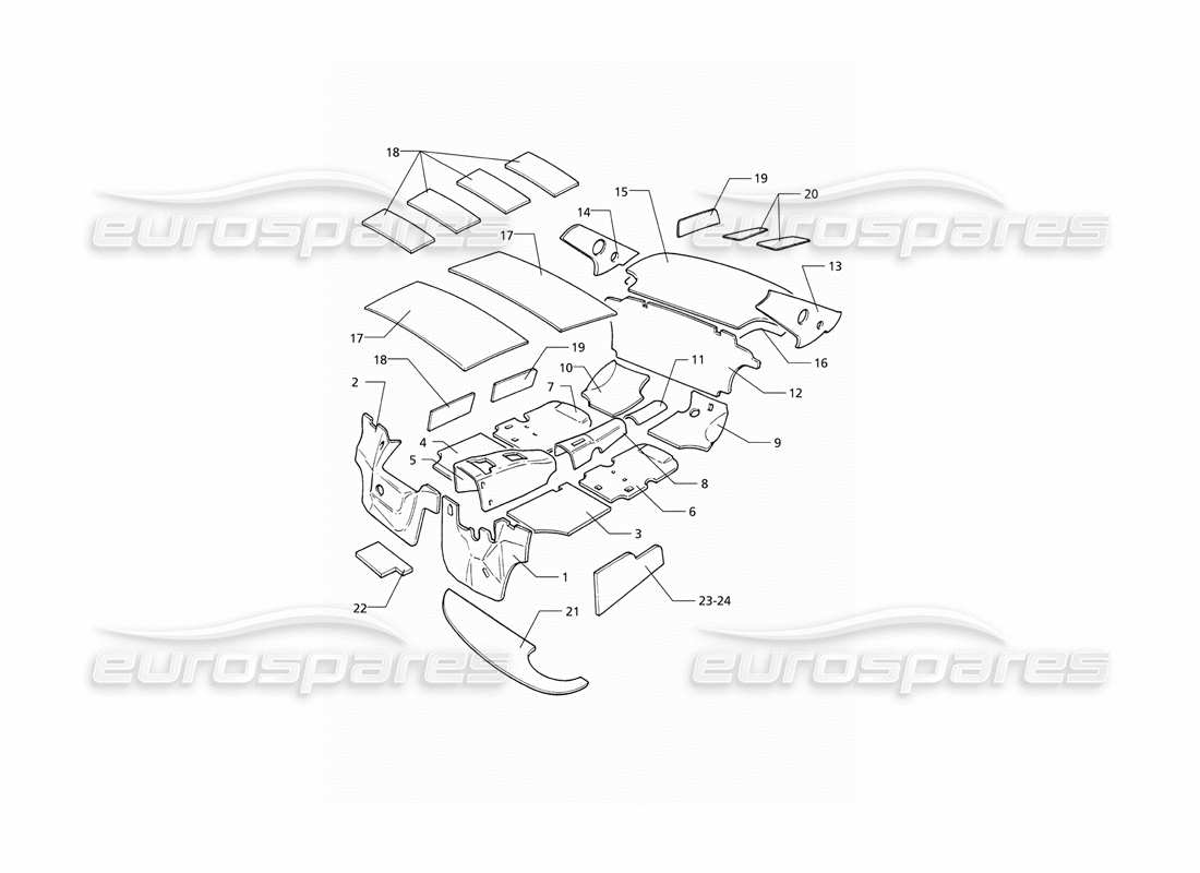 Maserati QTP V6 (1996) Insulation (LHD) Parts Diagram
