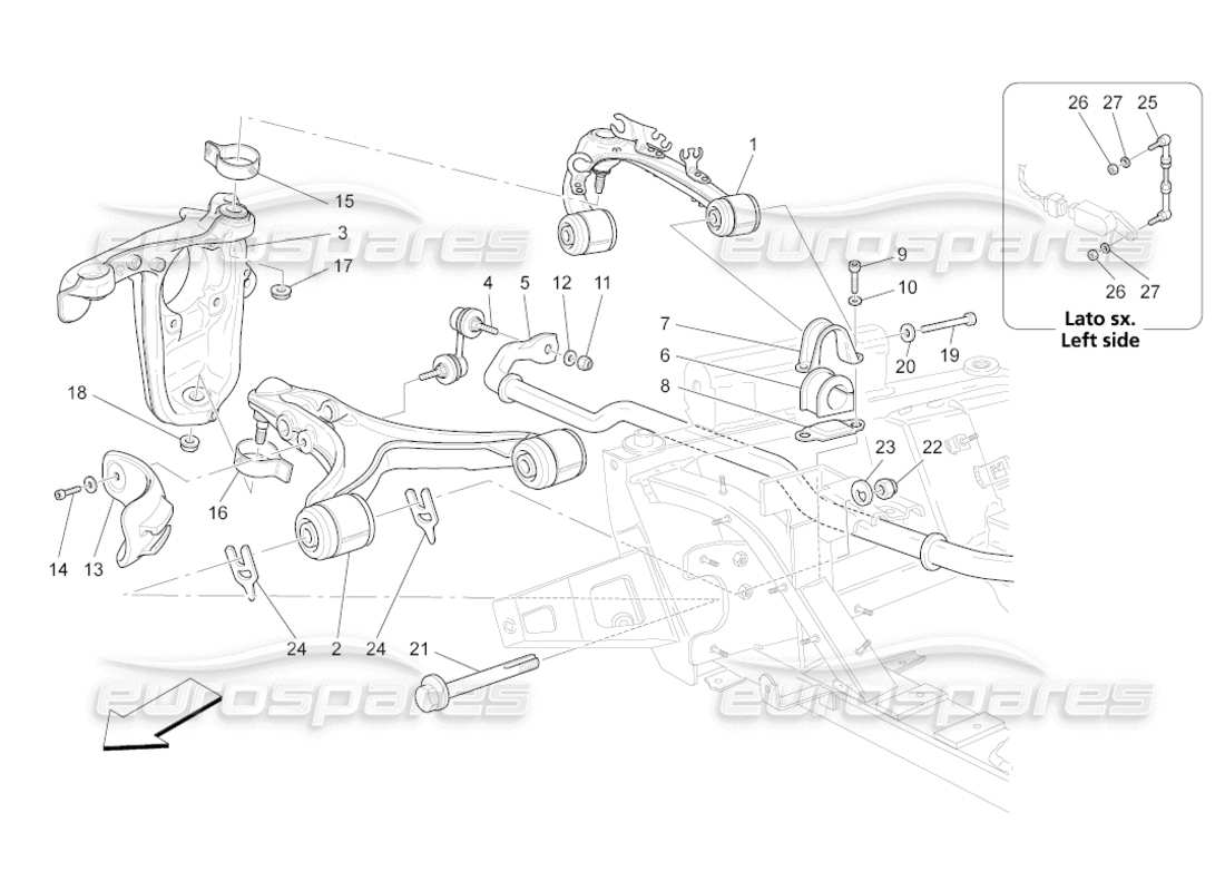 Maserati GranCabrio (2010) 4.7 Front Suspension Parts Diagram
