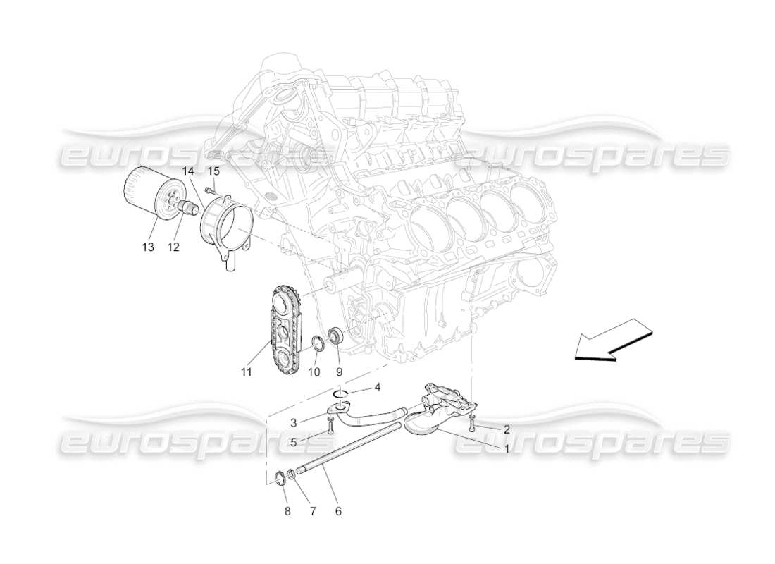 Maserati GranCabrio (2011) 4.7 lubrication system: pump and filter Parts Diagram