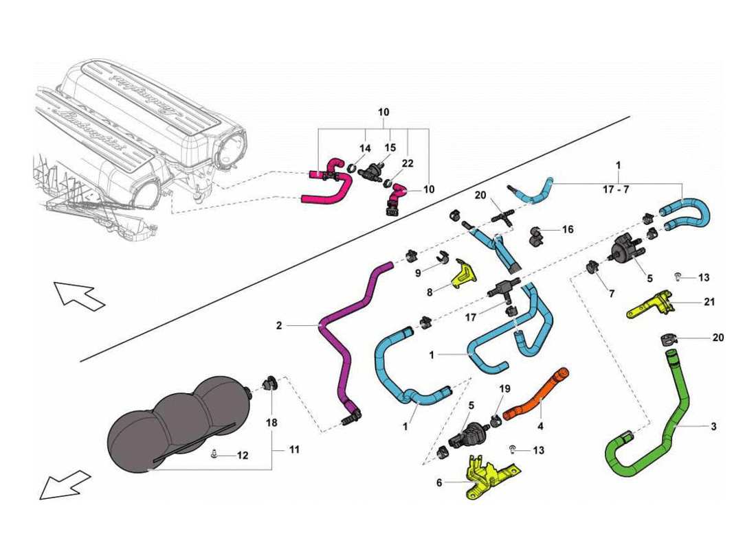 Lamborghini Gallardo LP560-4s update VACUUM SYSTEM Parts Diagram