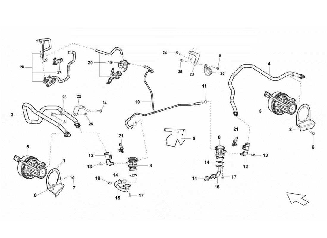 Lamborghini Gallardo LP560-4s update secondary air system Parts Diagram