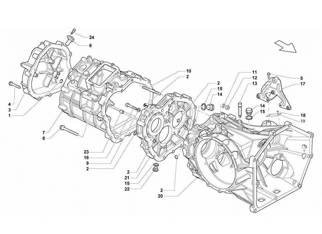 Lamborghini Gallardo LP560-4s update Gearbox - Rear Differential Case Parts Diagram