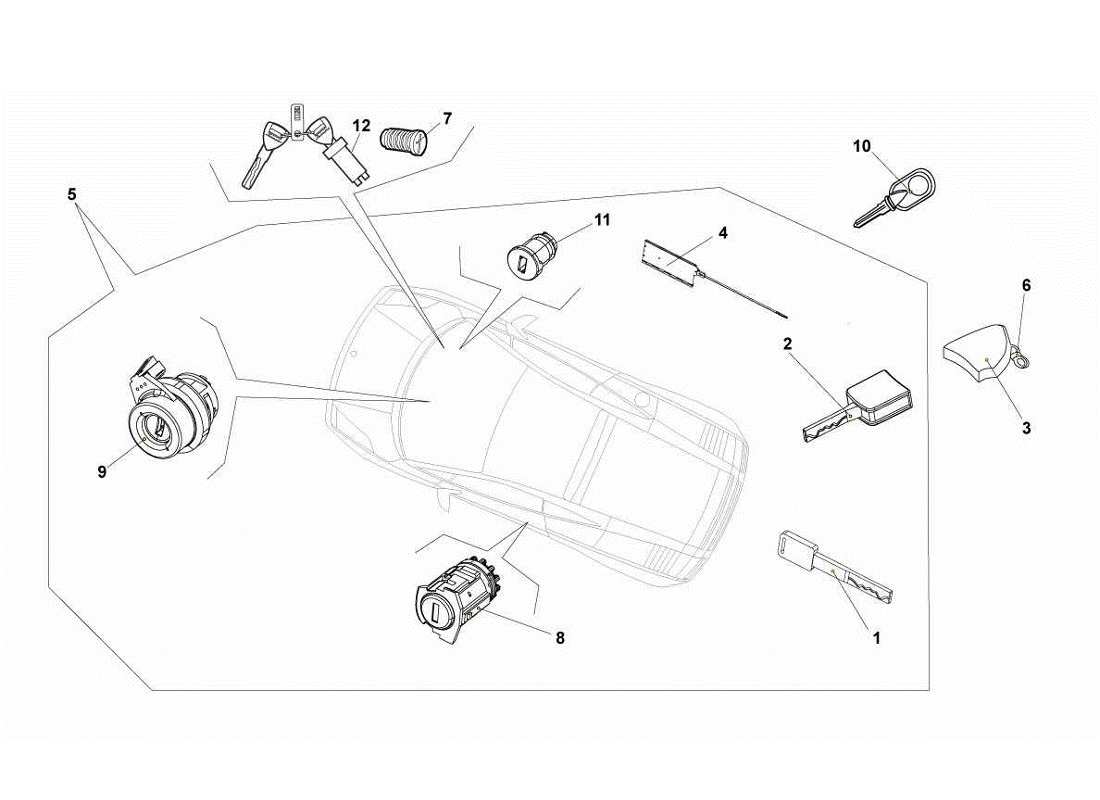 Lamborghini Gallardo LP560-4s update Keys Kit Parts Diagram