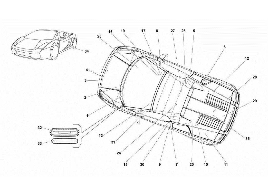 Lamborghini Gallardo LP570-4s Perform nameplates Parts Diagram