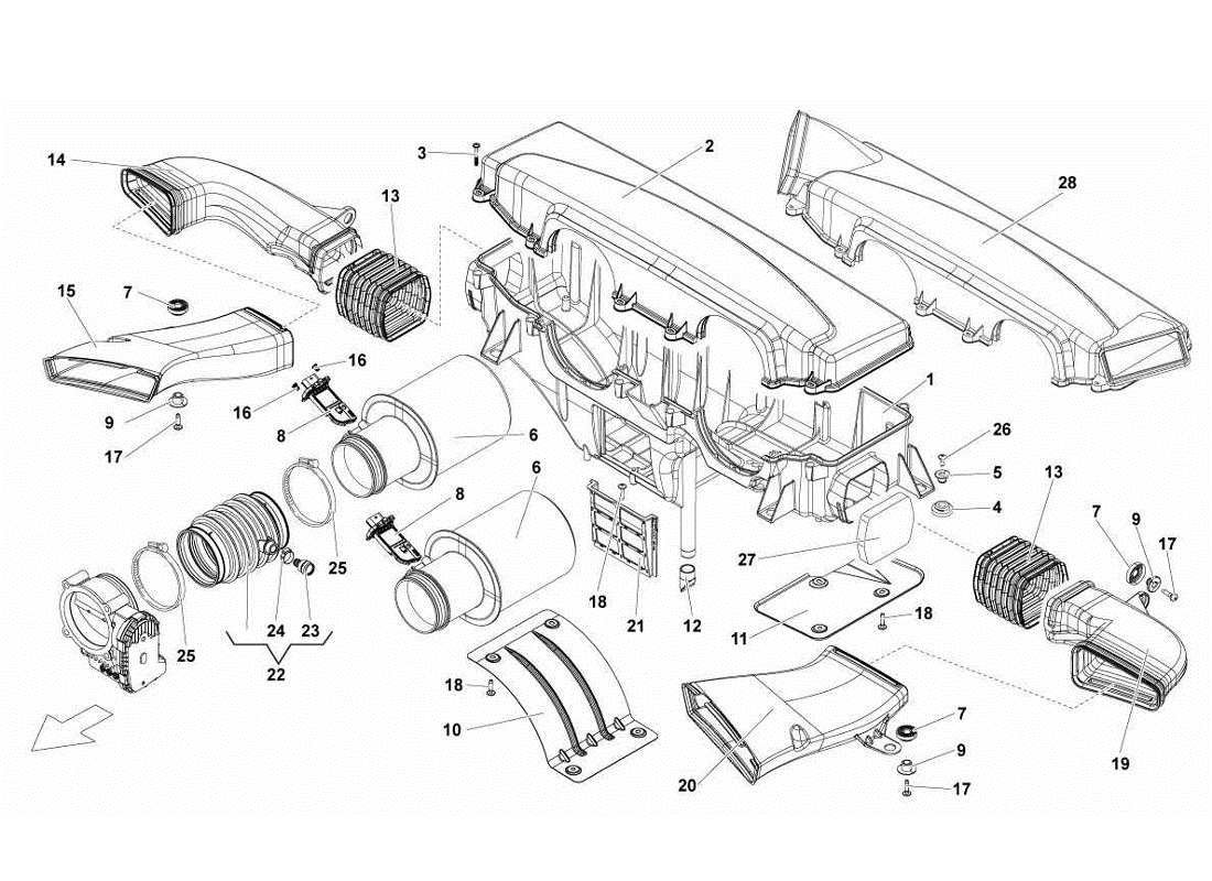 Lamborghini Gallardo LP570-4s Perform AIR FILTER BOX Part Diagram