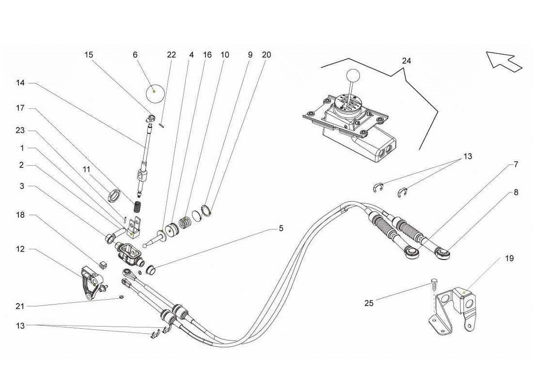Lamborghini Gallardo LP570-4s Perform Manual Transmission Controls Part Diagram
