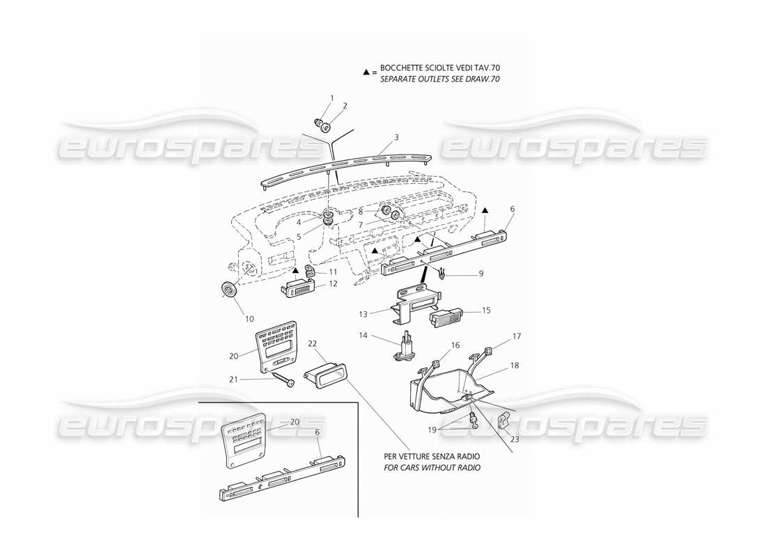 Maserati QTP V8 Evoluzione Dashboard: Components Parts Diagram