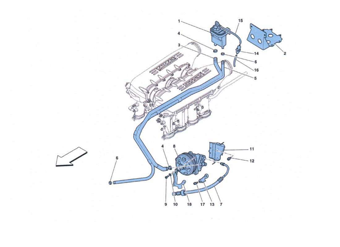 Ferrari 458 Challenge Comando sterzopompa e serbatoio idroguida Parts Diagram