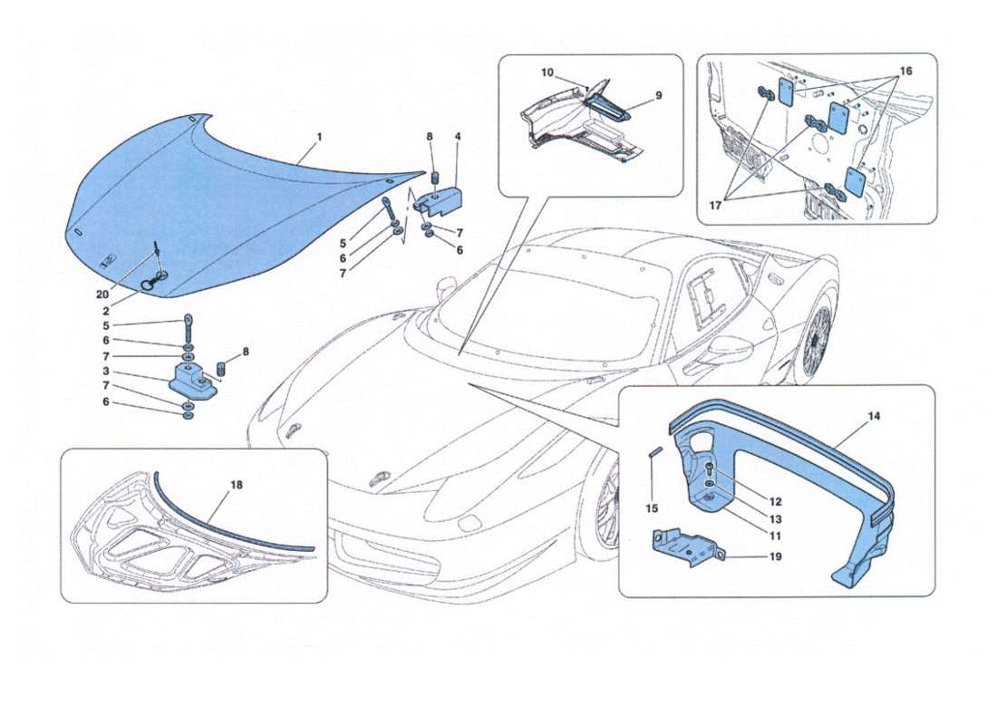 Ferrari 458 Challenge COFANO ANTERIORE Parts Diagram