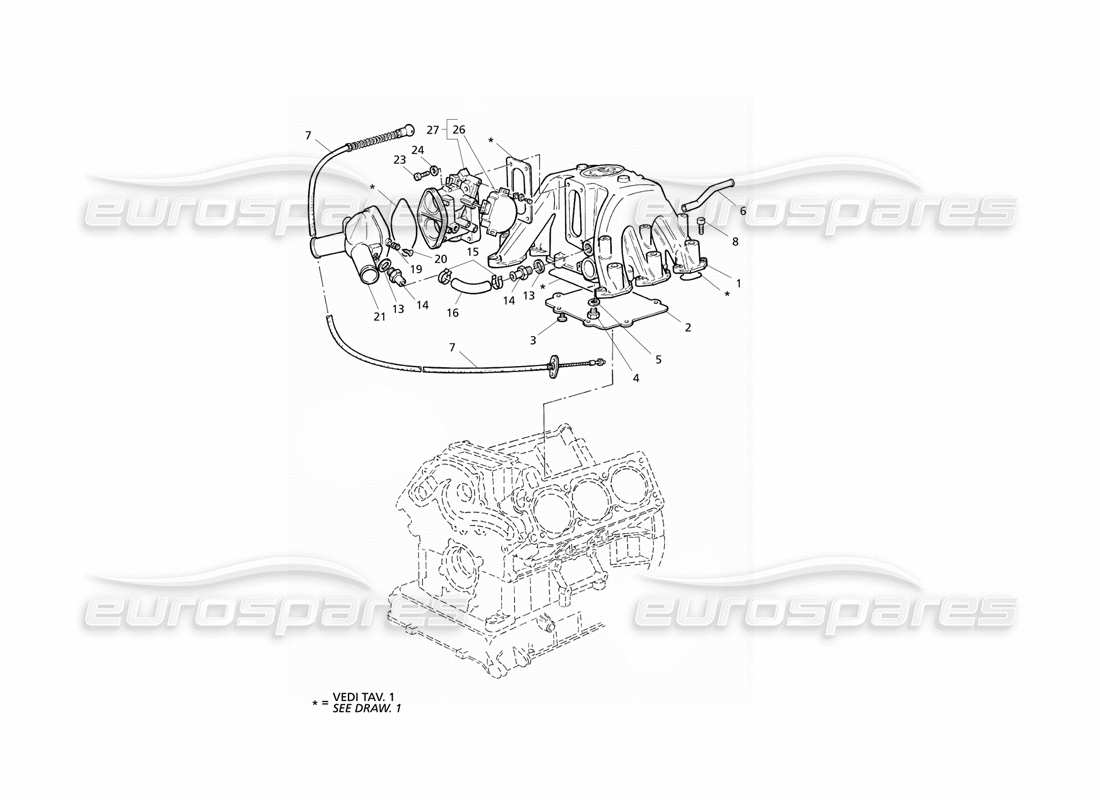 Maserati QTP V6 Evoluzione Intake Manifold and Injection System Part Diagram