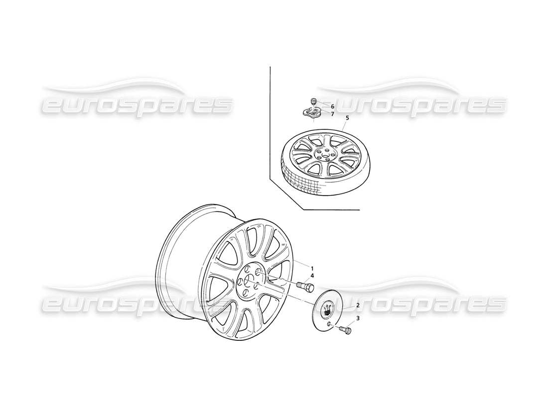 Maserati QTP V6 Evoluzione Wheel Rims Part Diagram