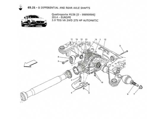 a part diagram from the Maserati QTP. V6 3.0 TDS 275bhp 2014 parts catalogue