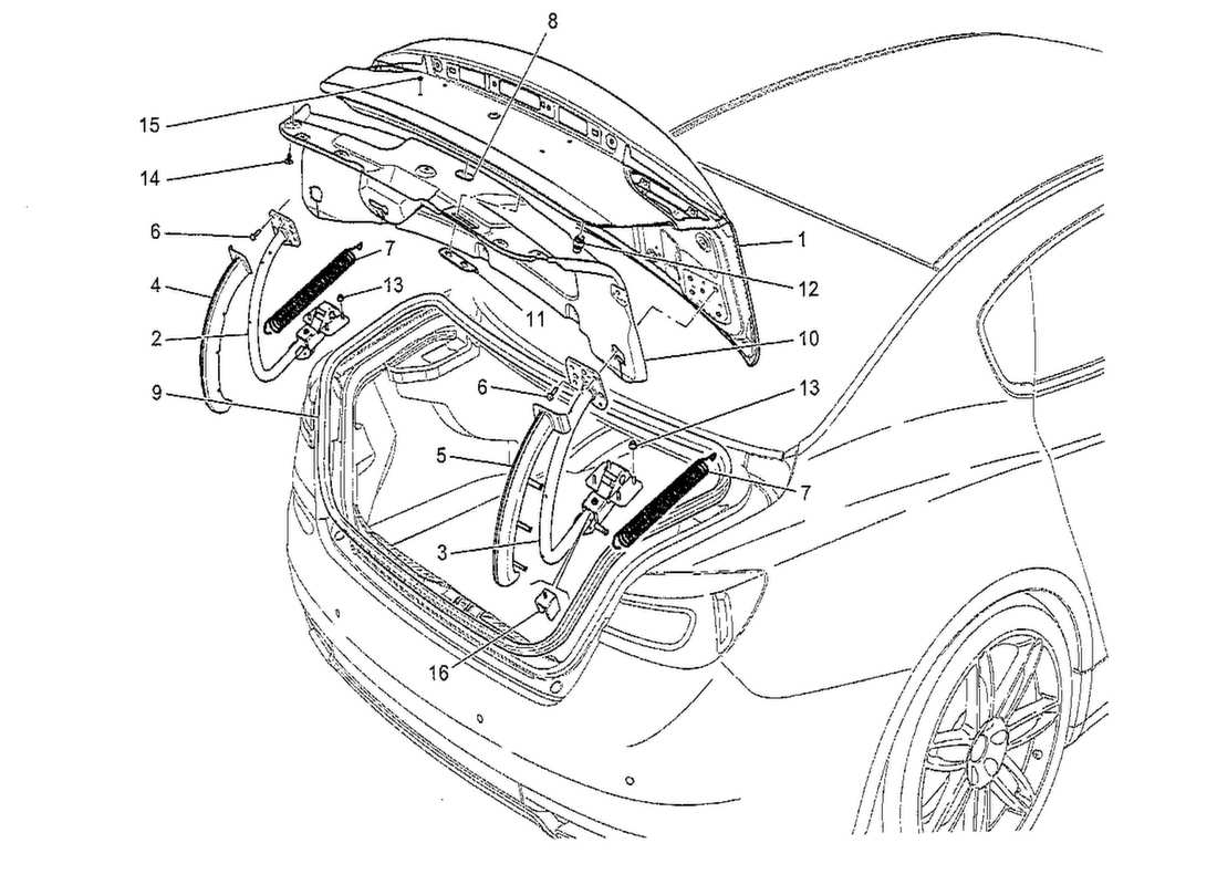 Maserati QTP. V8 3.8 530bhp 2014 REAR LID Part Diagram