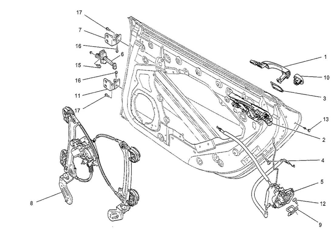 Maserati QTP. V8 3.8 530bhp 2014 rear doors: mechanisms Part Diagram