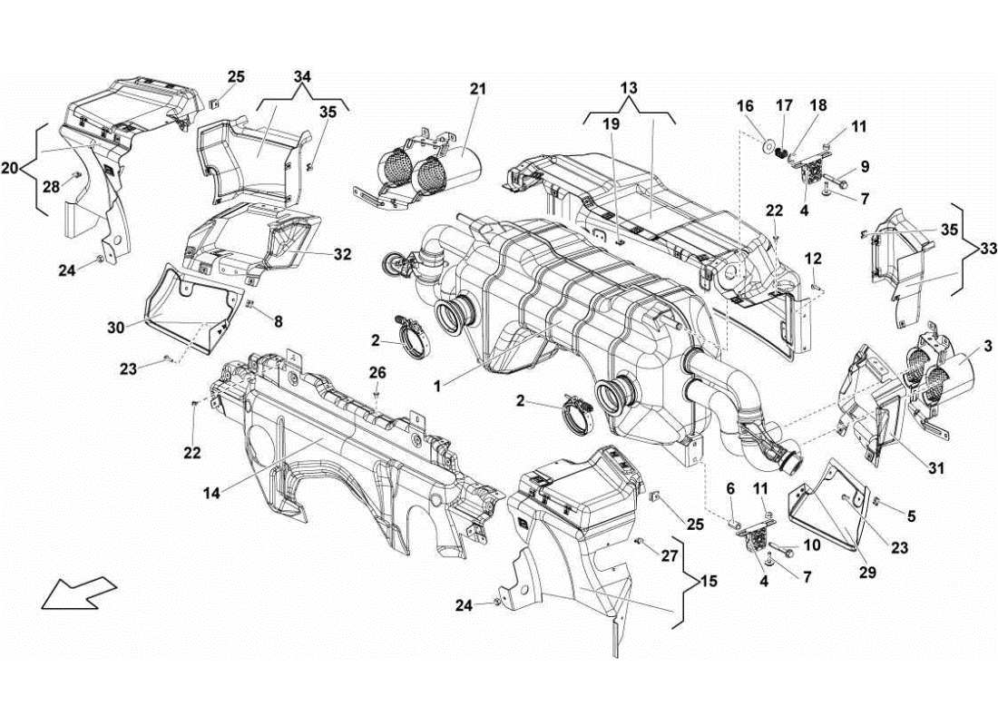 Lamborghini Gallardo STS II SC Exhaust System Parts Diagram