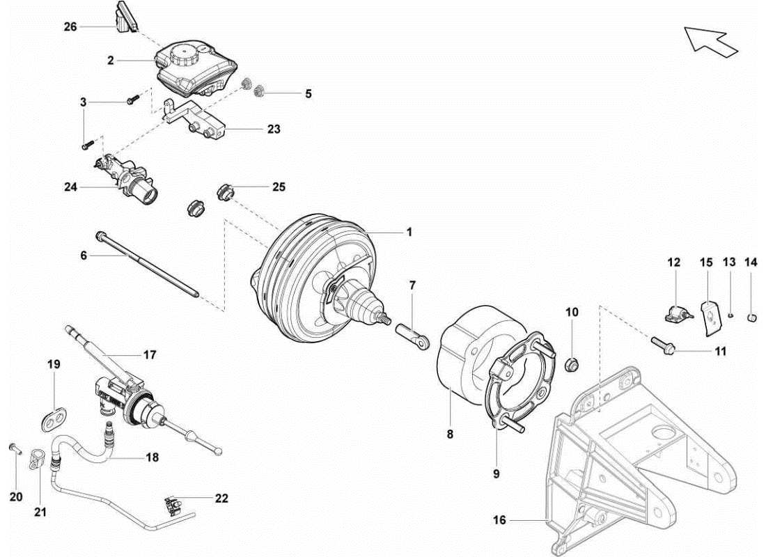 Lamborghini Gallardo STS II SC Power Brake Parts Diagram