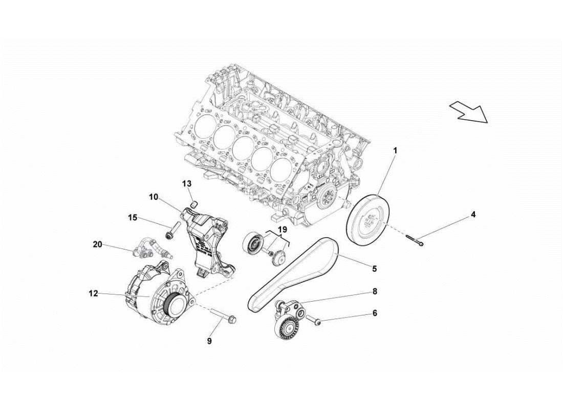 Lamborghini Gallardo STS II SC Alternator And Straps Parts Diagram