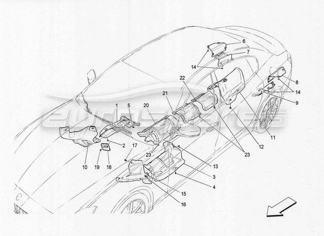 Maserati QTP. V8 3.8 530bhp Auto 2015 SOUND-PROOFING PANELS INSIDE VEHICLE Parts Diagram