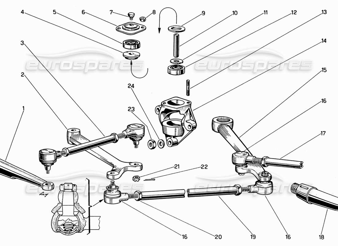 Ferrari 330 GT 2+2 Steering Linkage Parts Diagram