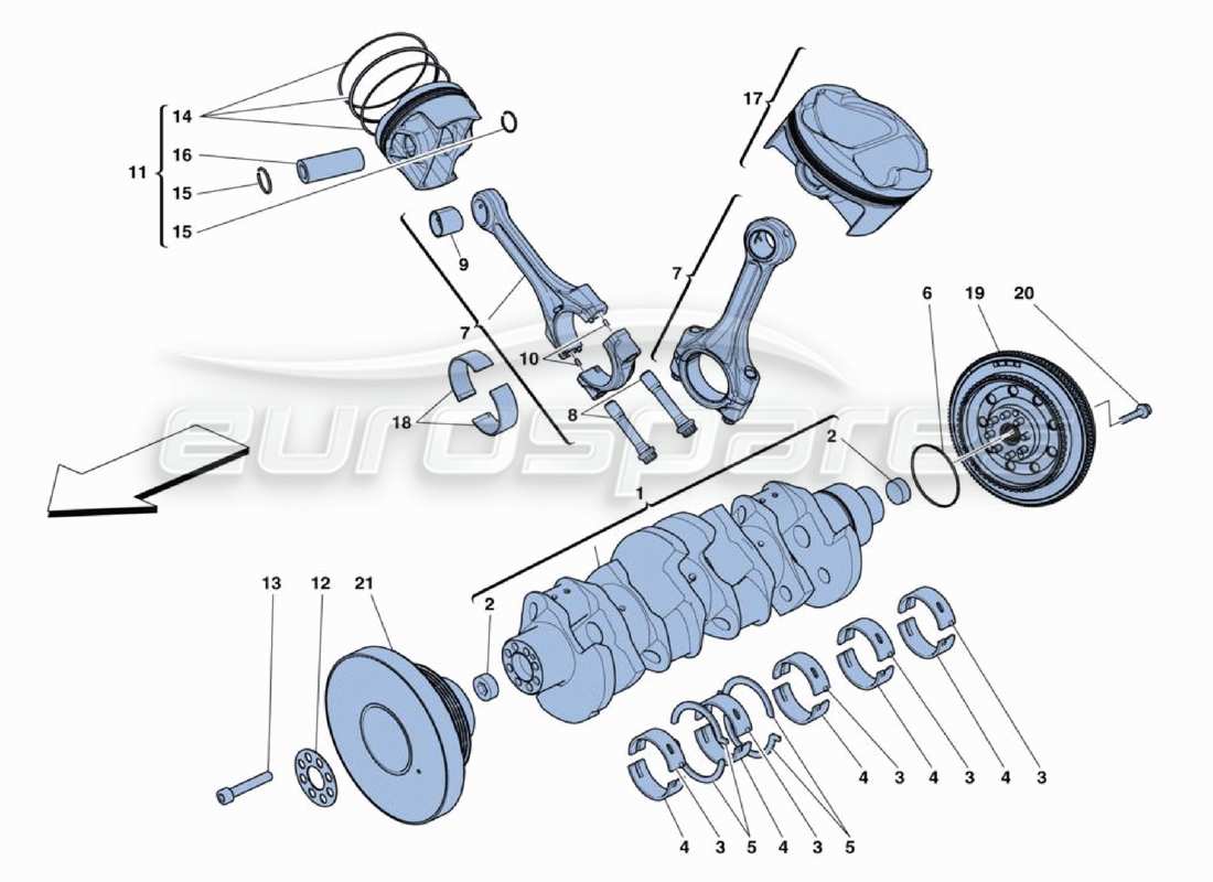 Ferrari 488 Challenge crankshaft Parts Diagram