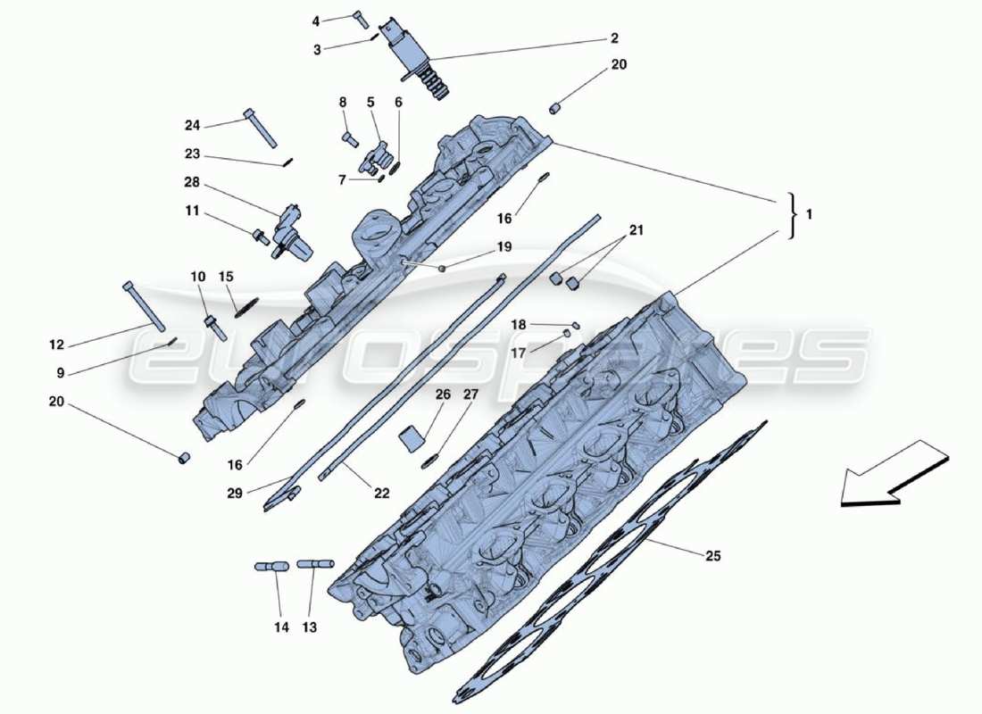 Ferrari 488 Challenge RH cylinder head Parts Diagram