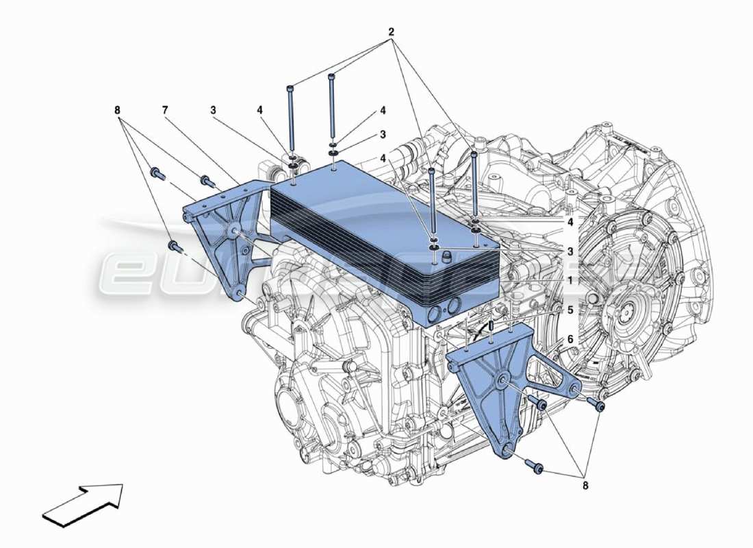 Ferrari 488 Challenge Gearbox Cooler Parts Diagram