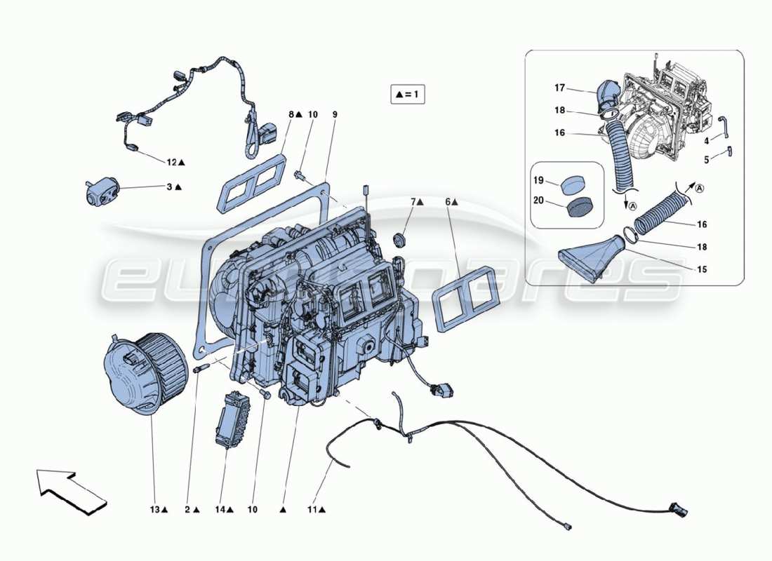 Ferrari 488 Challenge Heater matrix Parts Diagram
