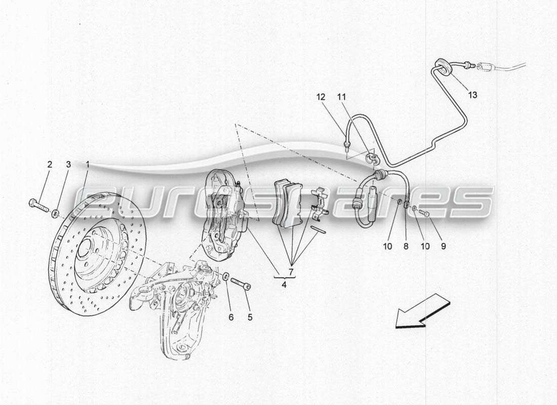Maserati GranCabrio MC Centenario Front Braking System Parts Diagram