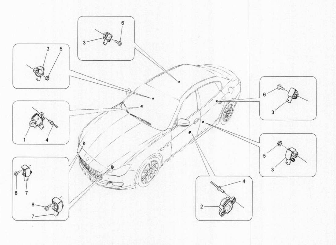Maserati QTP. V6 3.0 BT 410bhp 2015 CRASH SENSORS Part Diagram